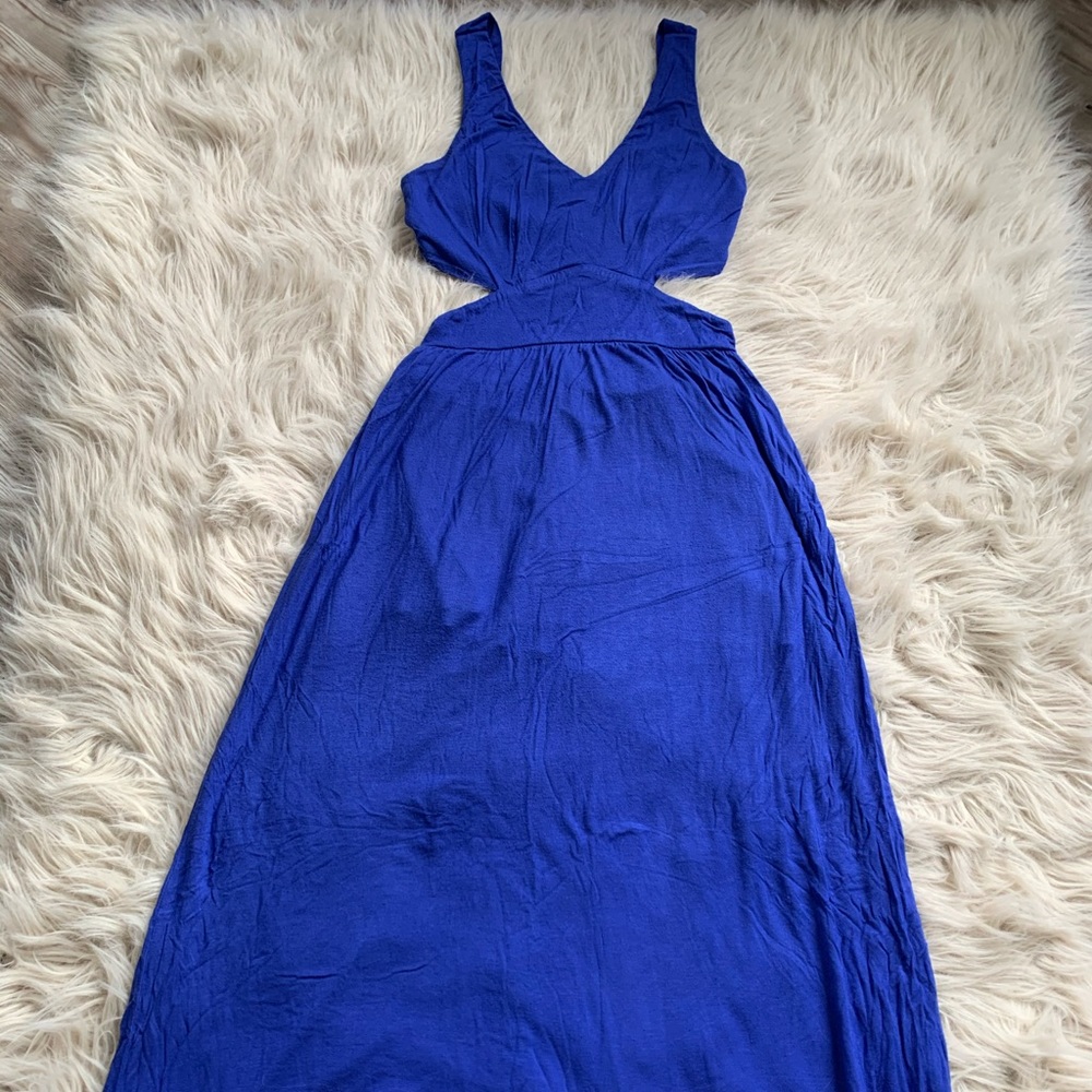 Blue cut out maxi dress